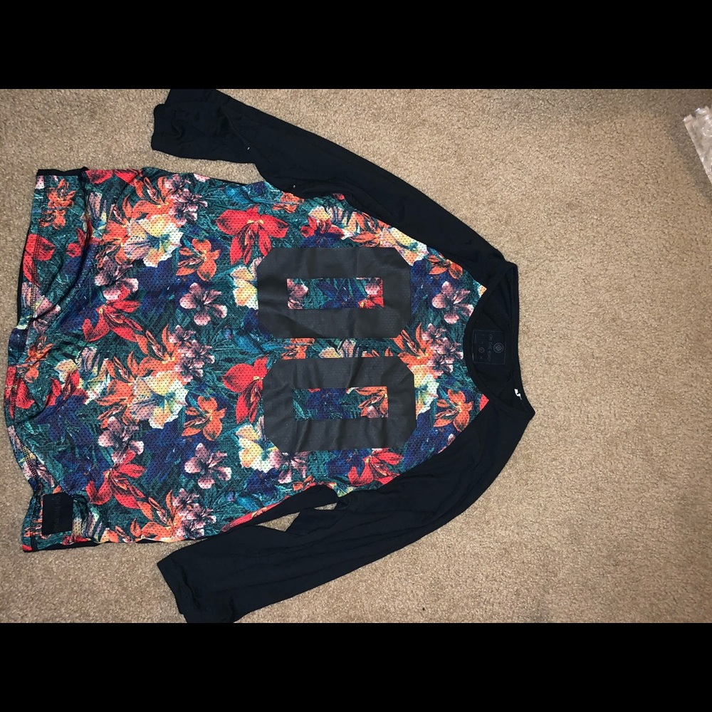 Floral baseball tee